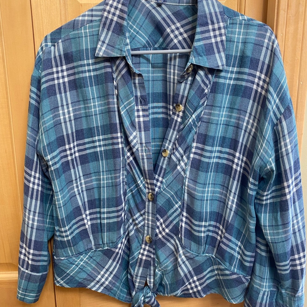 Plaid Blue Women’s button down shirt